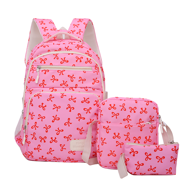 Sling Backpack Shoulder - 3 Parçalı Sevimli Fiyonk Baskılı Sırt