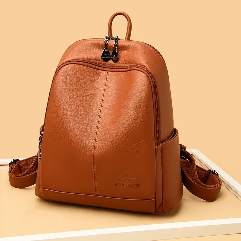 Leather Backpack Vintage - Yeni Kore Yumuşak PU Deri Büyük
